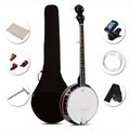 5-String Closed-Back Banjo, 24-Bracket Beginner Instrument with Case