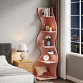 Five-Tier Wavy Freestanding Corner Shelf in Ten One-Piece Color Options for Room Storage Pictured