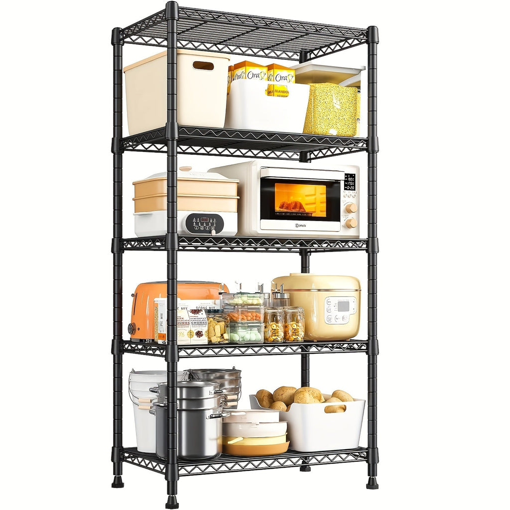 5-Tier Heavy-Duty Wire Shelving Unit with Adjustable Shelves and Tool-Free Assembly