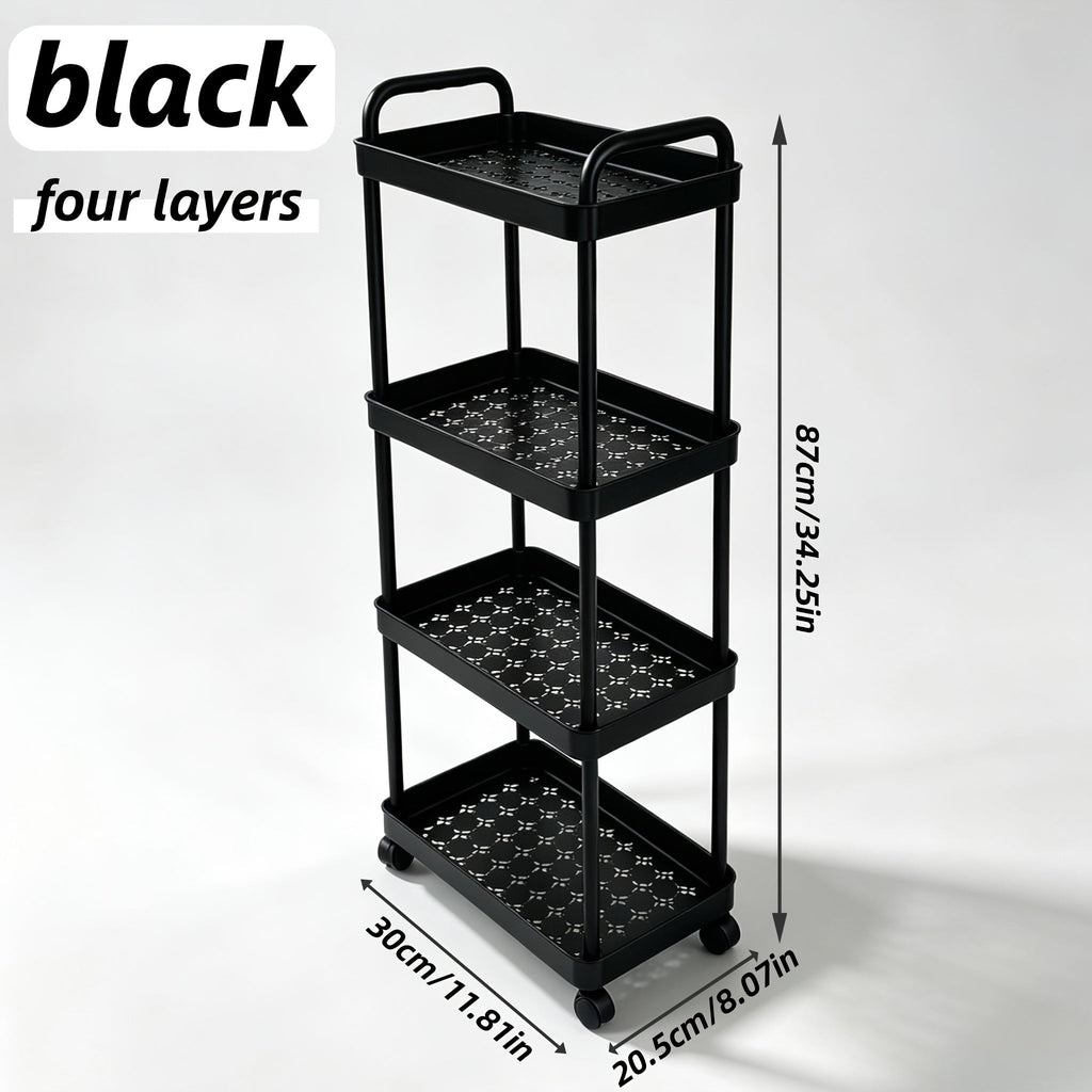 Storage Trolley Rack shown in the Black, 4 Tiers option