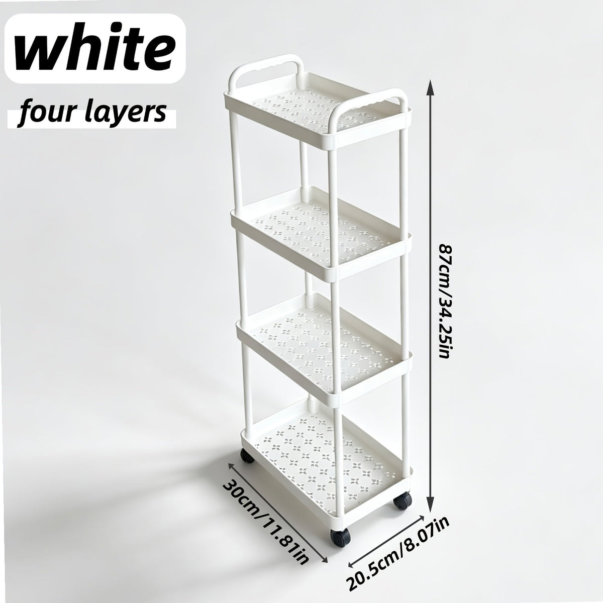 5-Tier Rolling Storage Trolley Rack with Rolling Wheels and Open Shelves for Bedroom