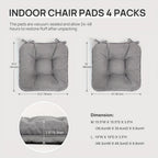 Memory Foam Chair Cushions 4/8 Pack, Non-Slip Seat Pads for Dining Chairs, Kitchen, Office & Patio – Indoor Outdoor Chair Pads M/L Size