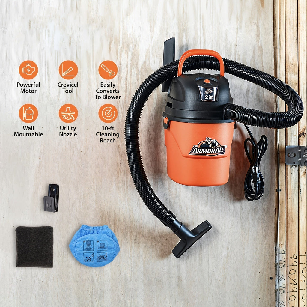 Portable Wet Dry Vacuum Cleaner 1.5 Gallon 2 Peak HP Shop Vac with Blower Function for Entryways, Bedrooms and Living Spaces