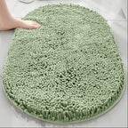 Oval Chenille-Style Bath Mat with Five Color Designs and 40 × 60 to 63 × 95 cm Size Options
