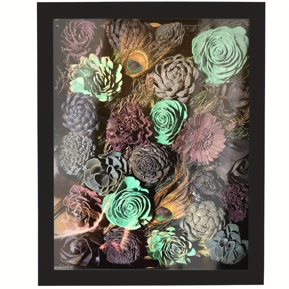 Shadow Box Frame 11x14 with 4 Removable Shelves – Large Deep Display Case for Medals Coins Pins Photos Flowers Keepsakes