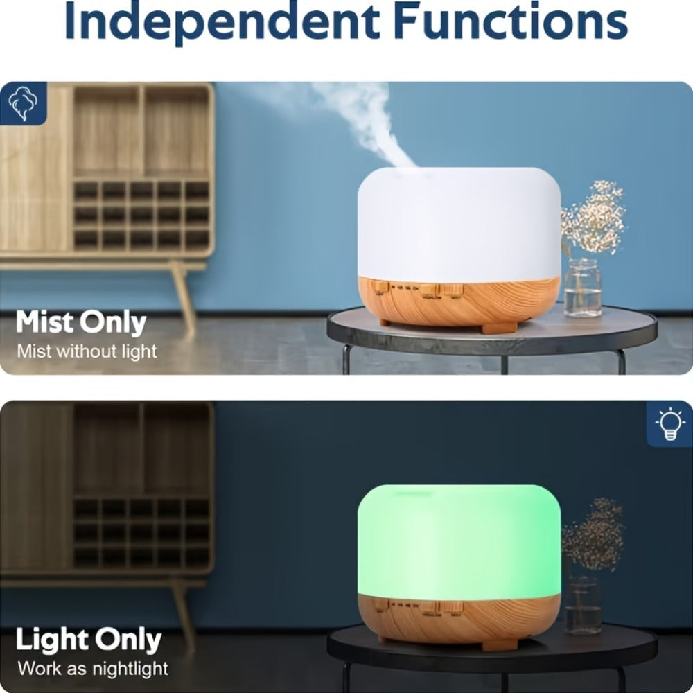 500ml Aroma Diffuser with Continuous or Intermittent Mist, Seven-Color Light, Four Timers and Remote Control