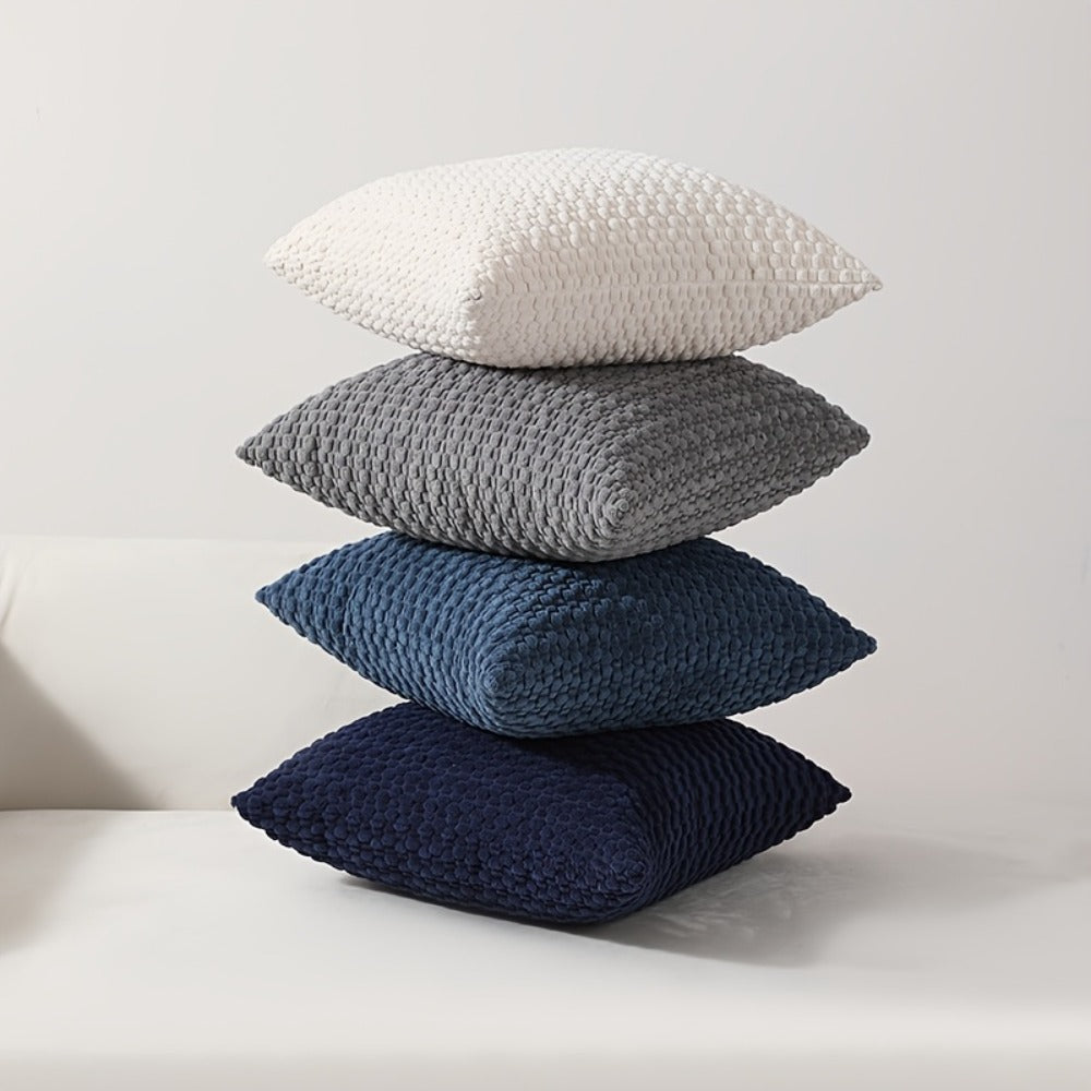 Velvet Throw Pillow Covers 4-Pack 20x20 Inch - Double-Sided Cushion Covers with Zipper Closure