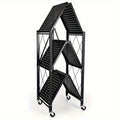 Three-to-Five-Tier Wheeled Storage Rack with Foldable Shelves and Black or White Configurations