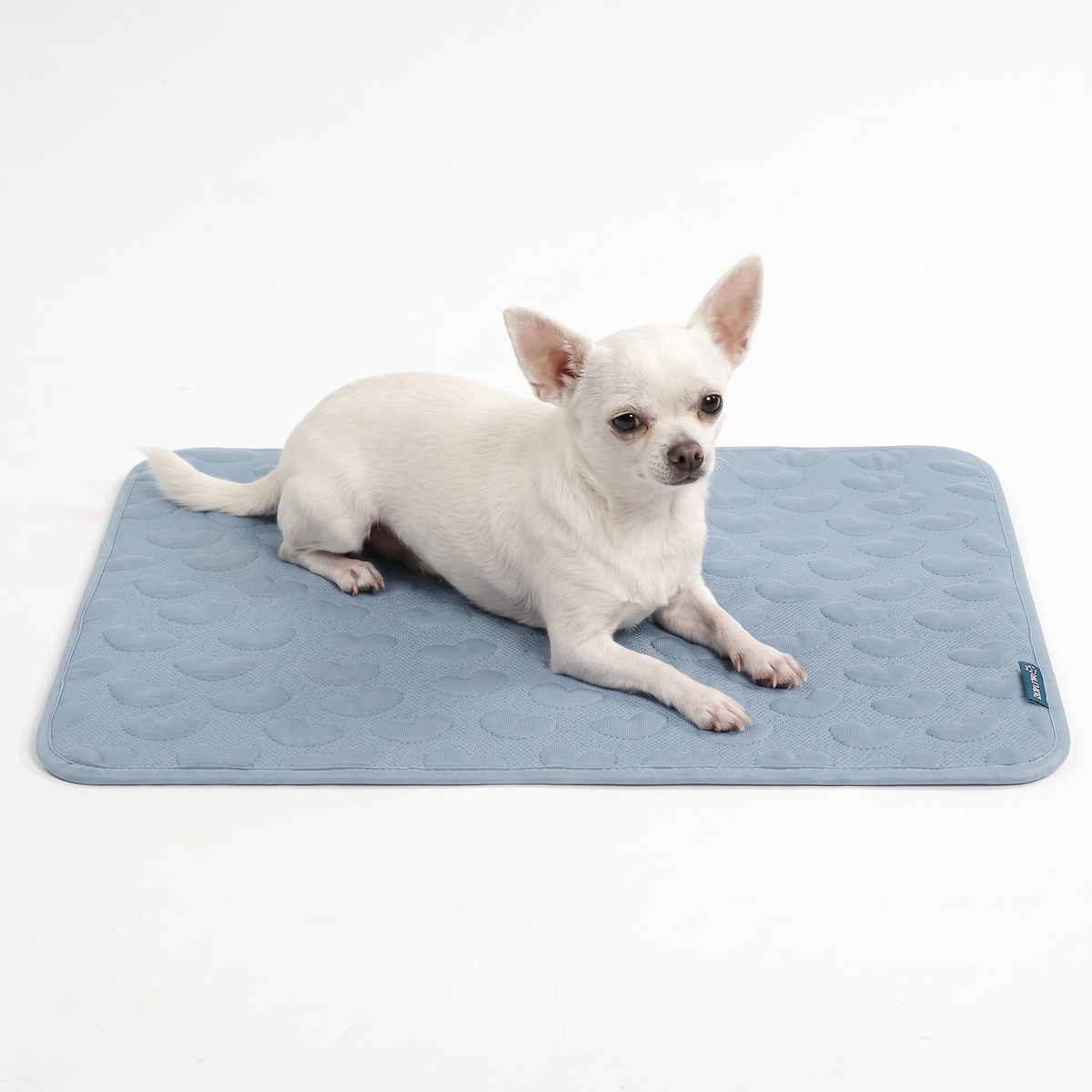 Breathable Cooling Dog Mat Hearts Ash Blue / S