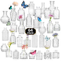 Glass Bud Vases Set of 64 Small Clear Flower Vases for Centerpieces Wedding Table Decor Rustic Vintage Home Decoration Multi-Size Mini Vase