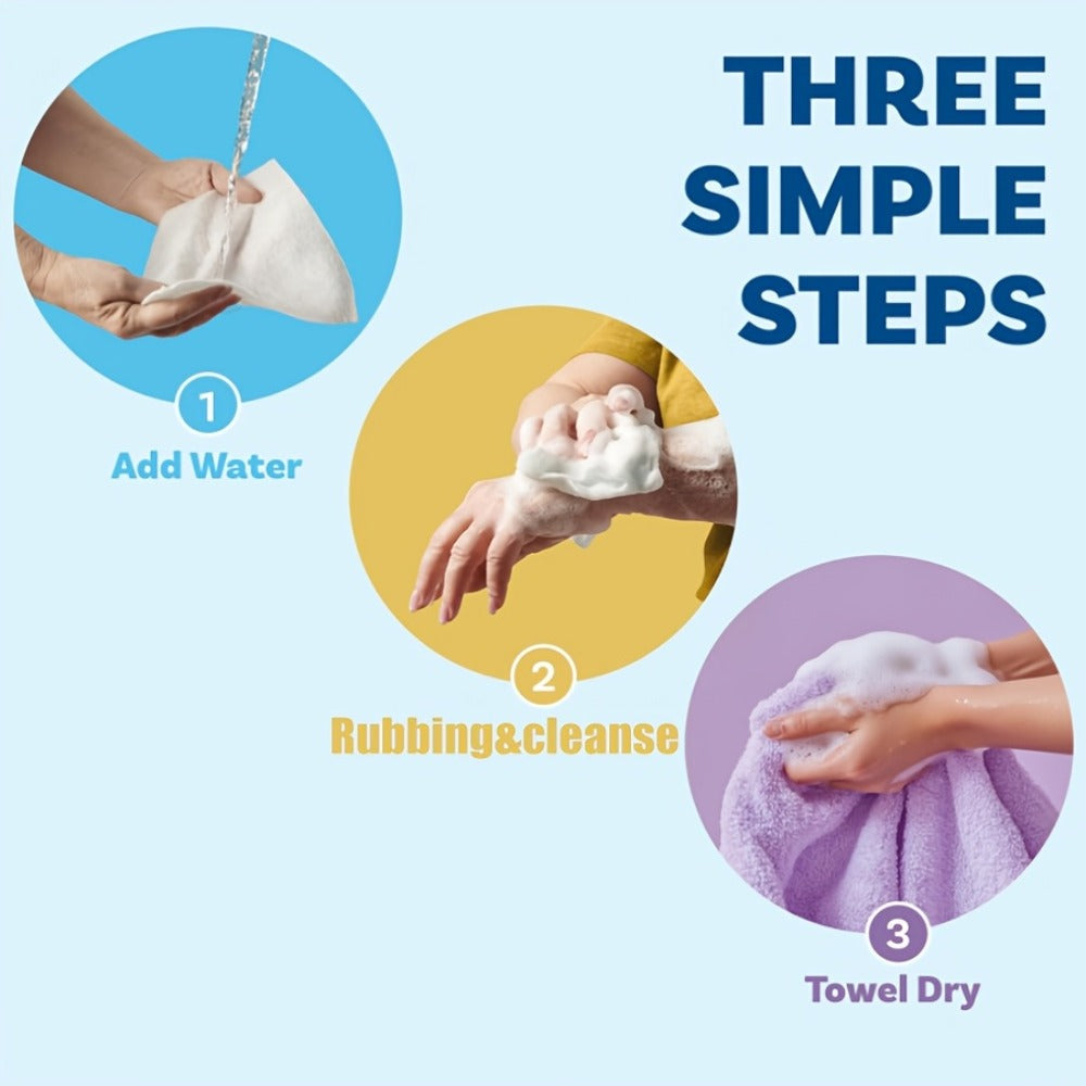 Disposable No-Rinse Foaming Bath Towels – Large 11.81" Body Wipes, Wet & Wipe Cleansing Cloths for Elderly Care, Camping, Post-Surgery