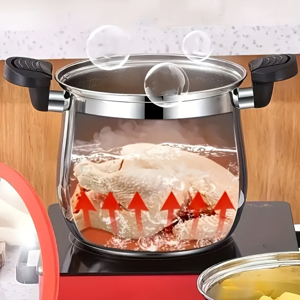 Stainless Steel Quick Cooking Pot with Lid Large, Food-Grade Non-Stick Scratch-Resistant Saucepan