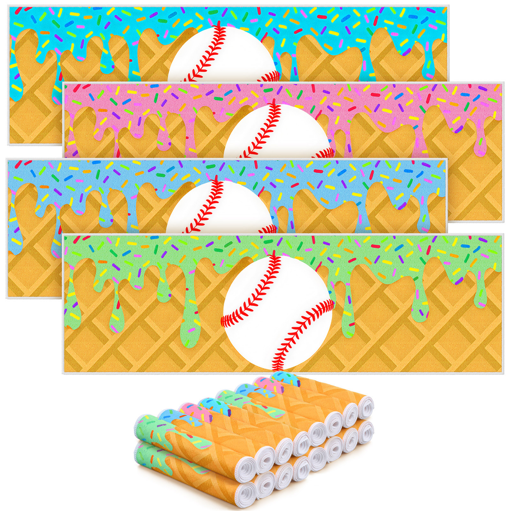 Sports Ice Towels 24-Pack – 30”×9” Mini Microfiber Cooling Towel for Baseball, Softball, Golf, Football, Yoga & Running