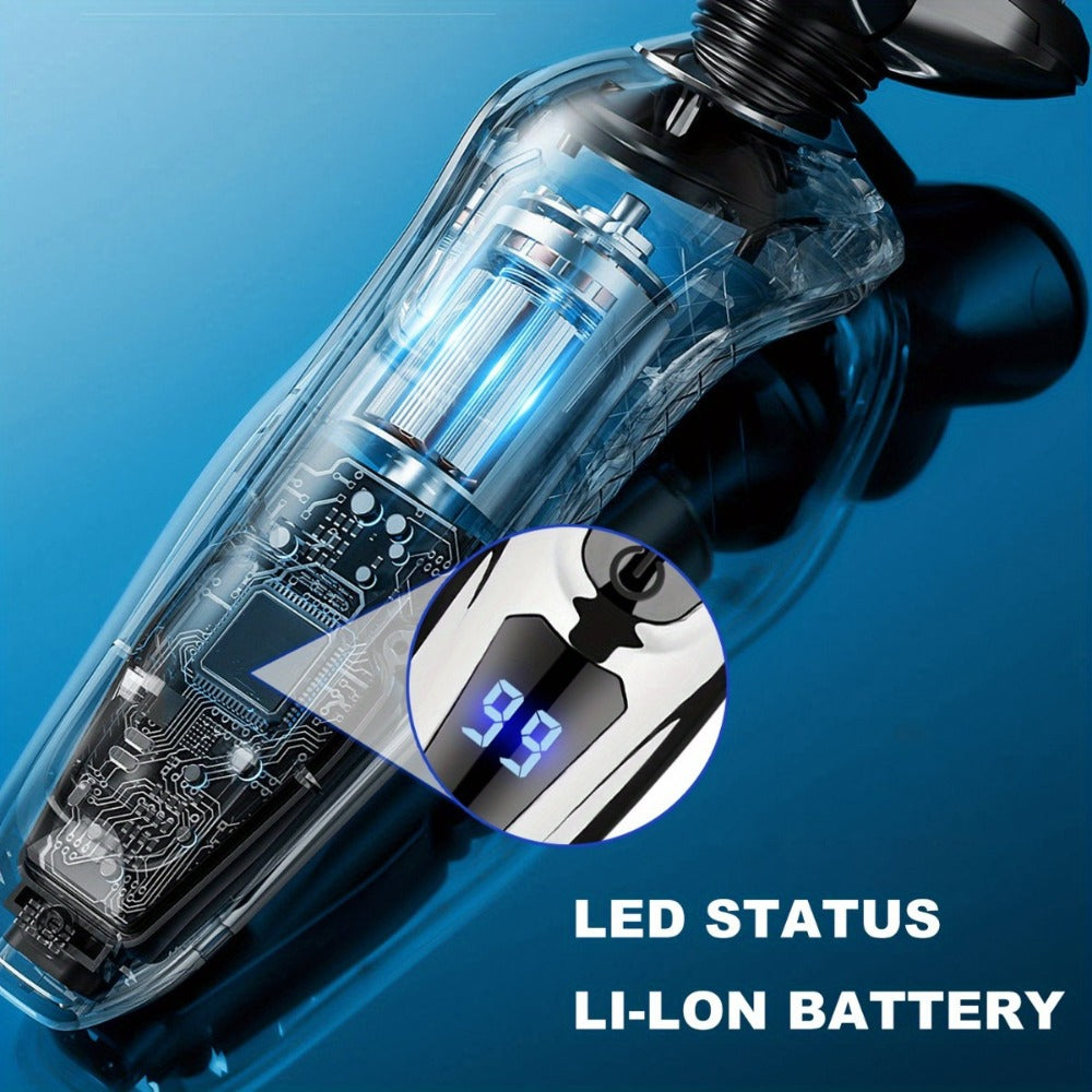 Electric Shaver 3D Floating Head with LED Battery Indicator, Rechargeable Power and Wet/Dry Use in 1- or 2-Pack