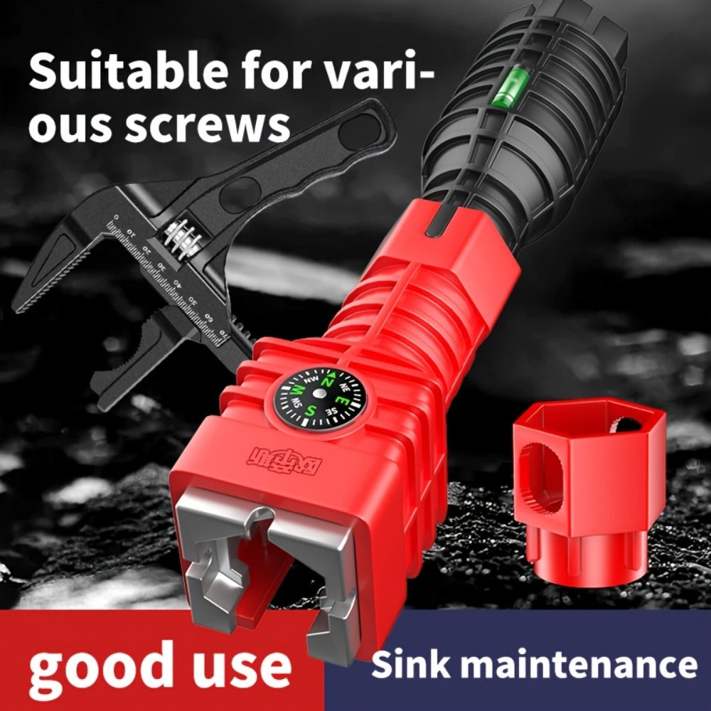 24-in-1 Sink Wrench Faucet Tool Kit Multi-Function Basin Wrench Long Handle for Kitchen Bathroom Plumbing