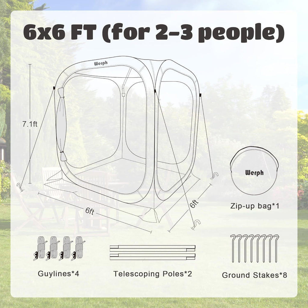 Gazebo Screen House 6x6ft Pop Up Canopy Mosquito Netting Backyard for Garden, Yard and Pest Management