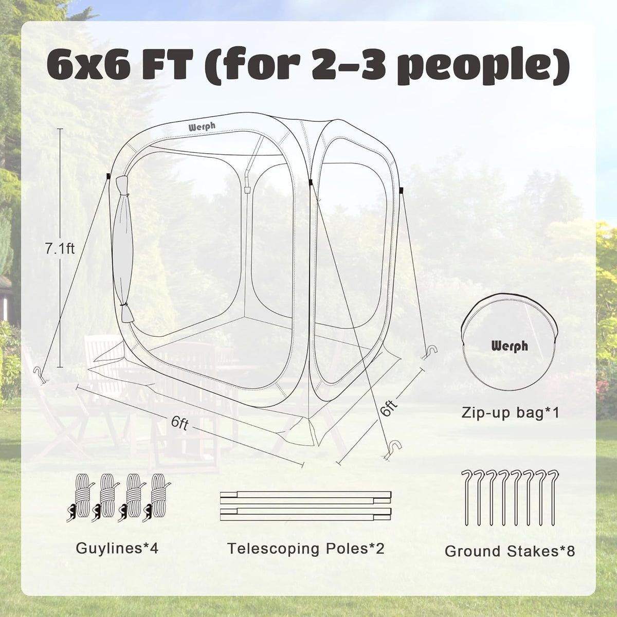 Gazebo Screen House 6x6ft Pop Up Canopy Mosquito Netting Backyard for Garden, Yard and Pest Management