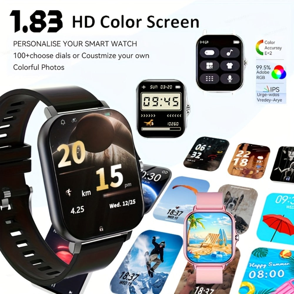 Smartwatch Unisex GPS 1.83" Full Touch – Wireless Calling, Music Playback, Remote Camera Control, Multi-Sport Fitness Tracker, Message