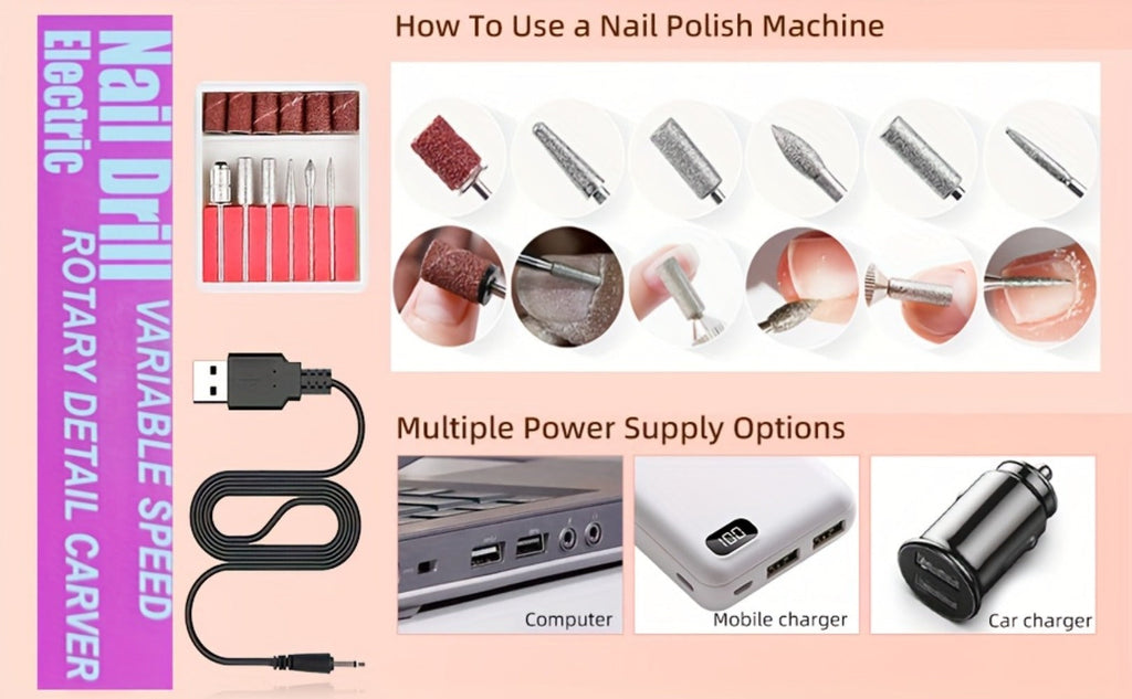 Acrylic Nail Kit with 36W UV LED Lamp, Electric Drill, Three Powders, Glitter Colors, Tips and Manicure Tools