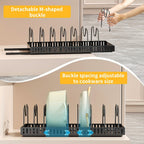 Pull-Out Pot and Pan Organizer with Sliding Cabinet Base, Eight Adjustable Dividers and One- or Two-Pack Options