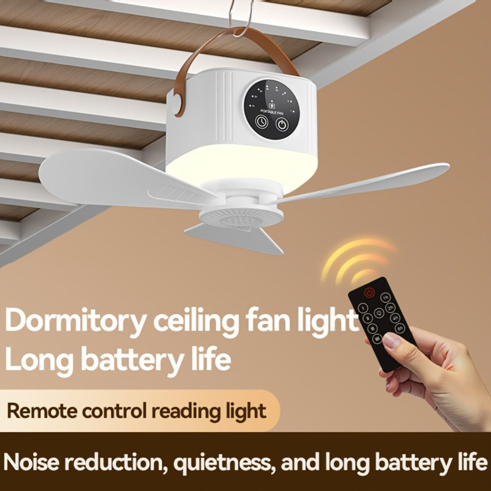 Portable Fan USB-Powered Hanging Tent Model with Remote Control, LED Light and Optional Triangular Stand