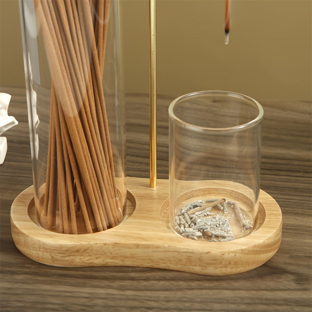 Glass Incense Holder Set of 2 - Vintage Creative Design for Tea Ceremony, Meditation, Yoga, Spa, Home Decor