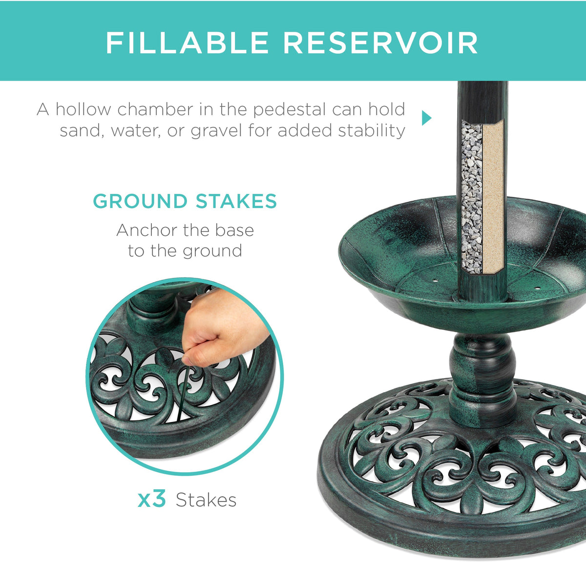 Solar Bird Bath with Planter product image 3