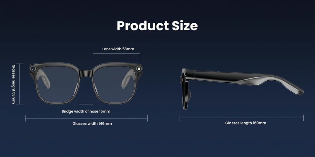 Smart Glasses 8MP Camera Eyewear with Photochromic Lenses, Translation, Object Recognition and Bluetooth Audio