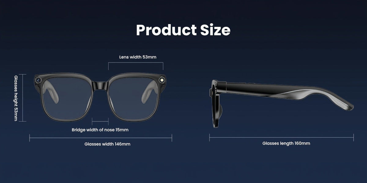 Smart Glasses 8MP Camera Eyewear with Photochromic Lenses, Translation, Object Recognition and Bluetooth Audio