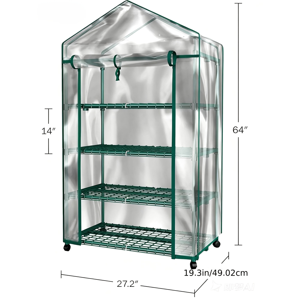Walk-In Greenhouse Outdoor with Screen Windows, PE Cover, Portable Plant Shelter with Shelving Clips