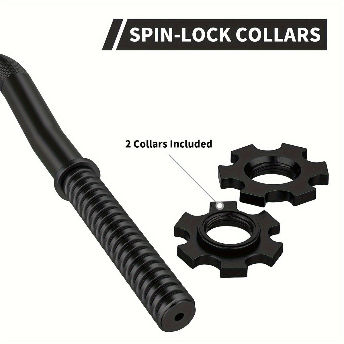 Fitness Equipment 47-Inch Alloy Steel EZ Curl Bar for One-Inch Plates with Two Spin-Lock Collars
