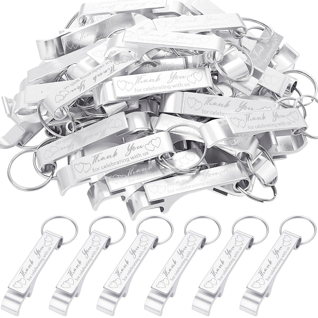 Bottle Opener Keychains Bulk 100 Pack – Aluminum Engraved Keychain Bottle Openers for Wedding Favors