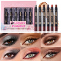 Waterproof Eyeshadow Pencil Set 6 Colors, Metallic & Matte Glitter Highlight Eyeliner Crayons, Smudge-Proof Eye Makeup