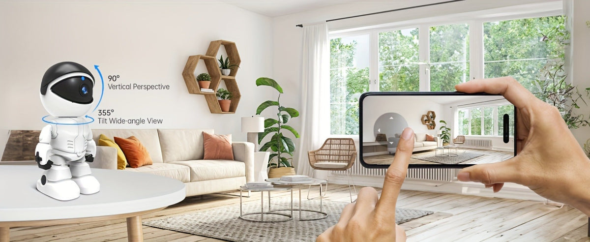 Security Camera 3MP Robot-Style Indoor Model with 360 Pan-Tilt, Auto Motion Tracking and Two-Way Audio