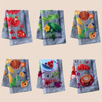 Six-Piece Printed Kitchen Towel Set, Approximately 60 x 40cm Each in Combination A or B Designs