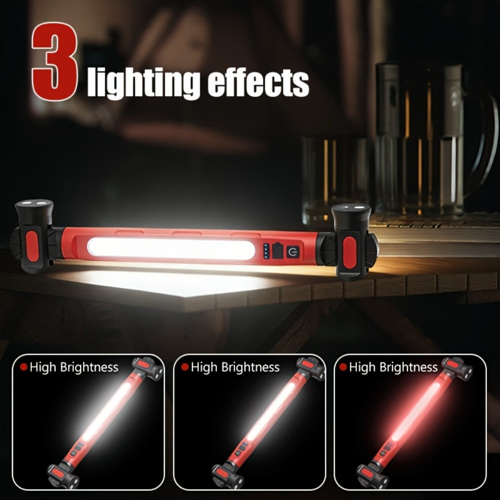 LED Work Light Bar 3000LM Rechargeable Construction Site Lighting Lamp, Hanging Hook, Portable Underhood Work Light for Auto