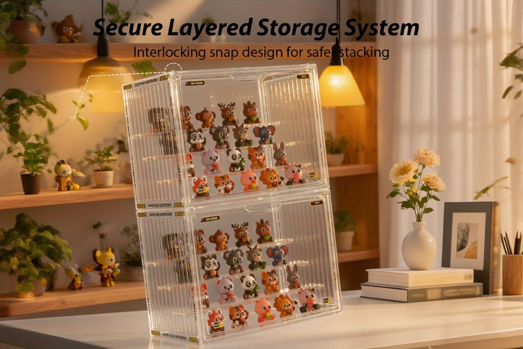 4-Tier Acrylic Figure Display Case with Magnetic Design – Clear Collector Showcase Box for Action Figures Dolls Funko Pop Anime Desktop