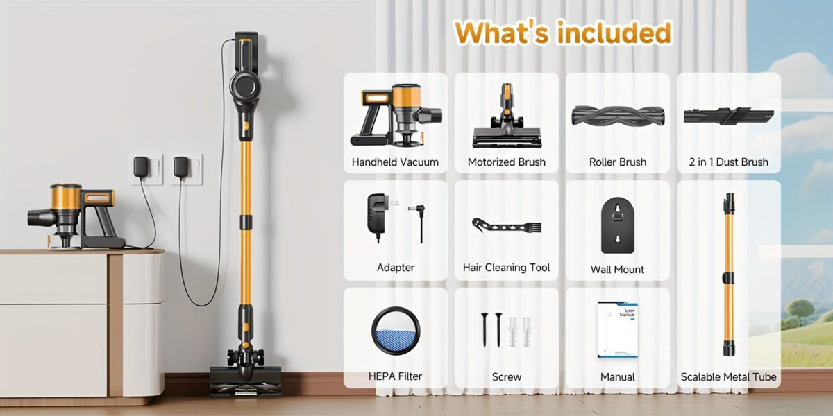 Cordless Stick Vacuum Cleaner 60Kpa 55-Min Runtime - Anti-Tangle Handheld Vacuum for Hardwood for Entryways, Bedrooms and Living Spaces