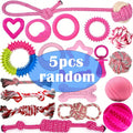 Puppy Teething Chew Toys Pink Bundle 5 or 8 Pack Soft Dog Toothbrush Toy & Interactive Chew Balls for Small Dogs