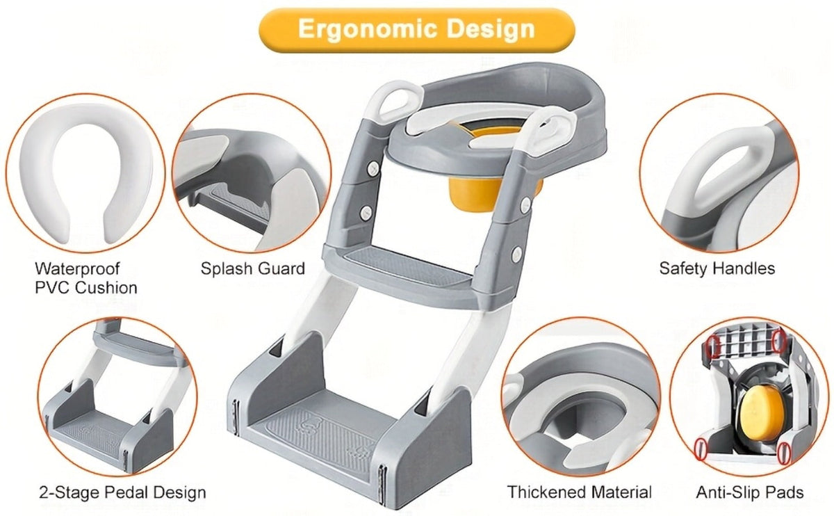 Potty Training Seat with Step Ladder 2-in-1 Toddler Toilet Seat & Stool - Foldable Kids Potty Chair with Splash Guard