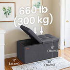 Storage Ottoman with Flip Top Lid, Foldable Faux Leather Chest Stool, 30" Wide Extra Seating & Blanket Storage for Entryway