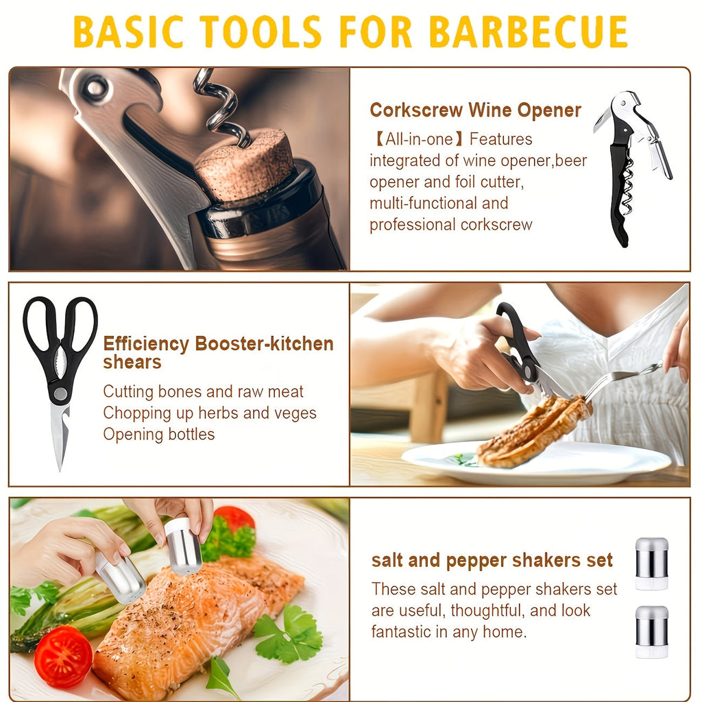BBQ Griddle Tool Set with Aluminum Case, Oversized Spatula, Griddle Cover & Grill Scraper, Portable Outdoor Grilling Kit for Camping Parties
