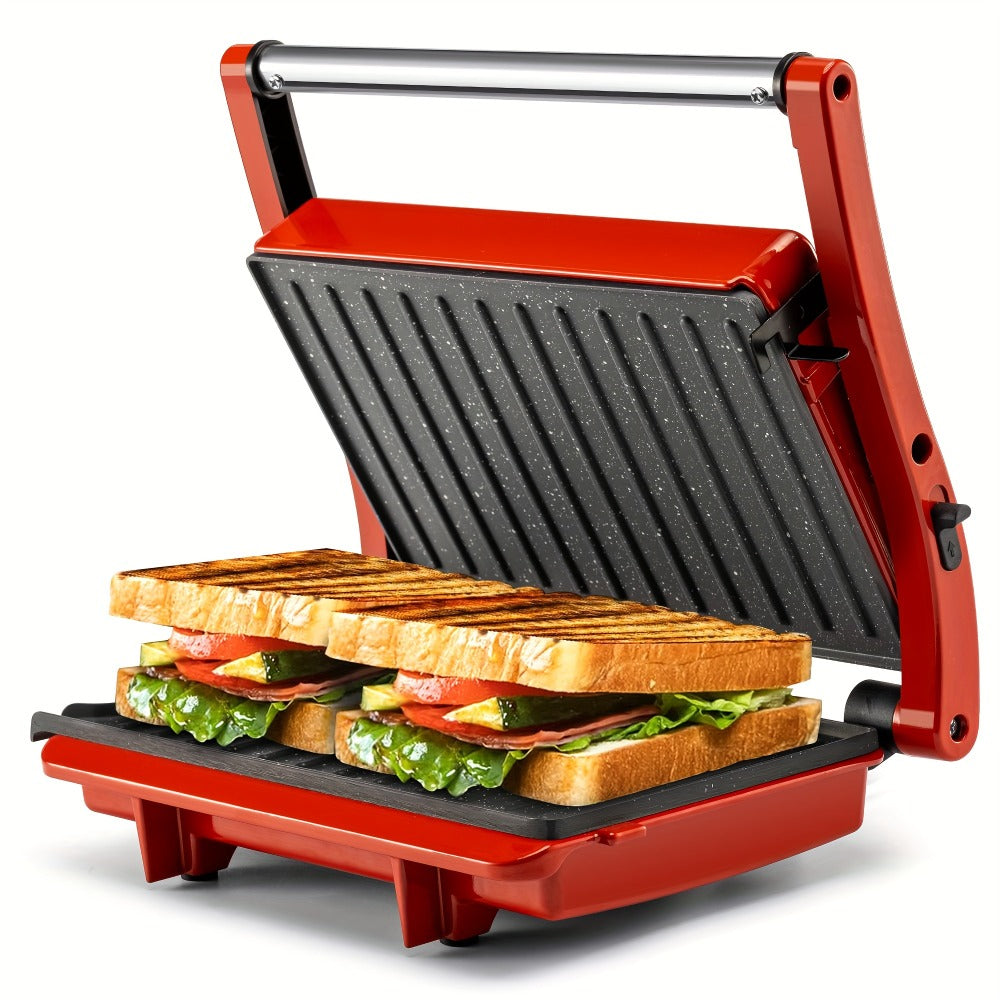 Panini Press Grill 3-in-1 Electric Indoor Grill with Non-Stick Plates - 180° Flat Grill for Entryways, Bedrooms and Living Spaces