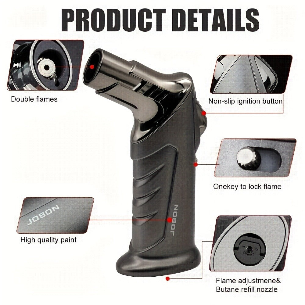Butane Torch Lighter with Gift Box - Jobon Adjustable Flame Kitchen Torch, BBQ Camping Lighter for Men