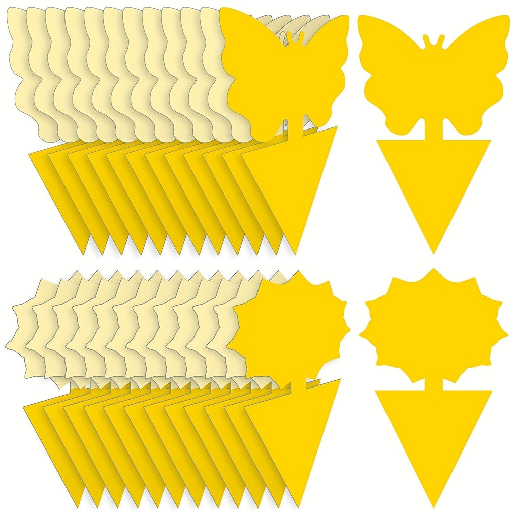 Yellow Butterfly or Gerbera Plant Sticky Traps in Seven Shape-and-Count Options from 40 to 120 Pieces