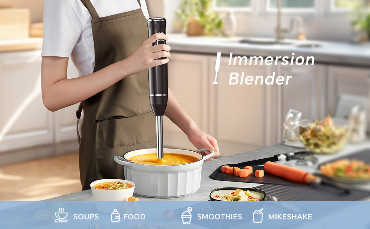 400W Immersion Blender with Two-Button Control, Detachable Shaft and 38 cm Black Handheld Body