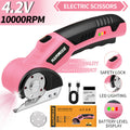 Electric Scissors Cordless 4.2V Rotary Cutter with 2000mAh Battery, 10000 RPM, Safety Lock, LED Light