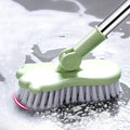 Green Floor Scrub Brush with 34- to 47.2-Inch Adjustable Handle, 180-Degree Pivoting Head and 6-Inch Bristle Base