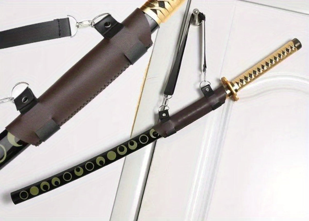 Sword Belt Holster with Dual Buckle Loops in Black or White for Katana-Style Costume Props