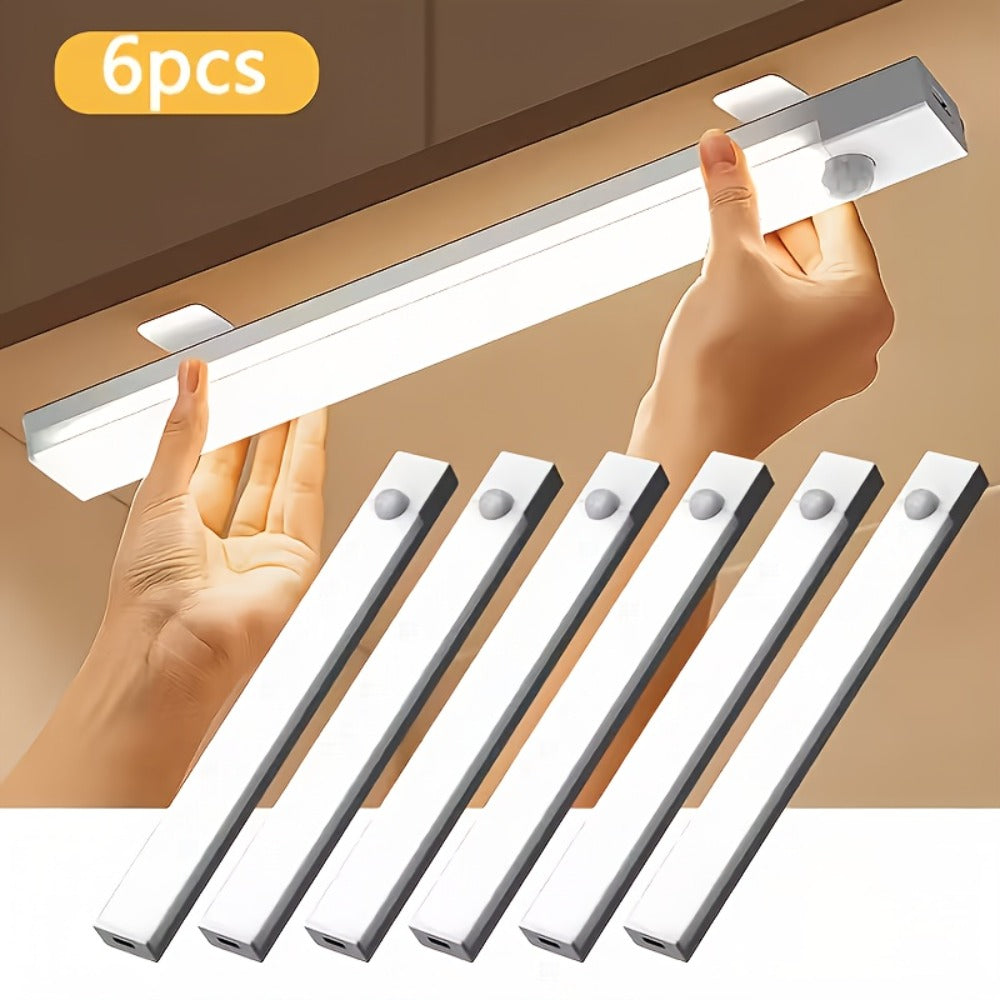 Motion Sensor Cabinet Light 6 Pack – USB-C Rechargeable LED Under Cabinet Lighting for Home Cooking, Dining and Outdoor Meals